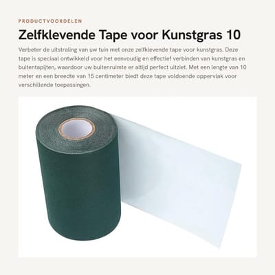 Dailygoods- Tape 10 m x 15 cm - Zelfklevend - Kunstgras - Buiten - Hoge hechting - Weerbestendig - Duurzaam materiaal - Grasband