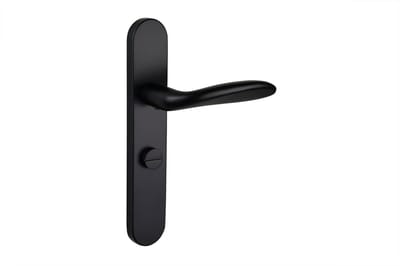 Lavuzo deurkruk Benevento Zwart met afgerond schild WC63/8 badkamersluiting | Per set | Deurklink met schild