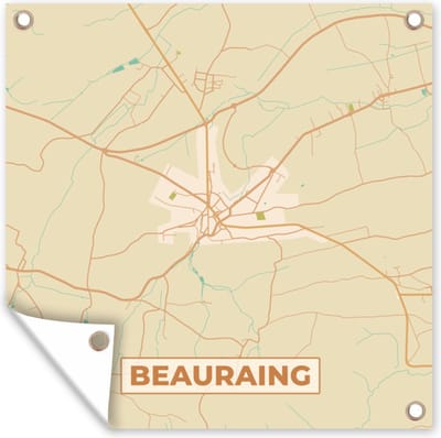 Tuin poster België - Kaart - Bearaing - Plattegrond - Stadskaart - 200x200 cm - Tuindoek