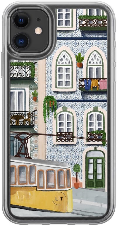 Hoesje geschikt voor iPhone 11 - Lissabon - 2in1 backcover - Print / Illustratie - Multi - Leuke Telefoonhoesjes