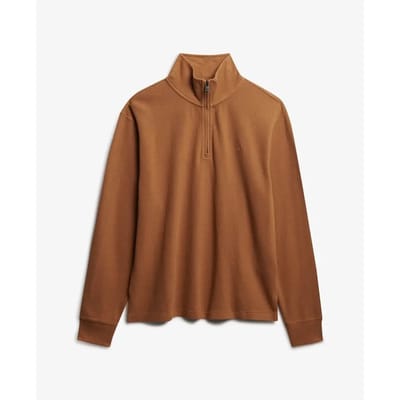 Superdry Geribbelde Trui Met Halve Rits Brown Grootte: XL