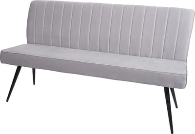 Bank MCW-K16, eetkamerbank bank gestoffeerd bank garderobe bank, rugleuning fluweel metaal ~ 160cm lichtgrijs