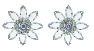 Behave - statement oorbellen bloem blauw - elegant en nikkelvrij