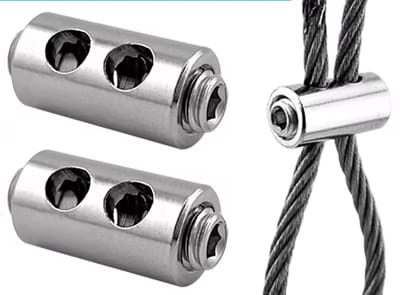 2 Stuks RVS Staaldraadklemmen 10xØ6mm - Geschikt voor Staalkabel tot 2,5mm - Kabelklem - Schilderij ophangen - Staaldraadklem