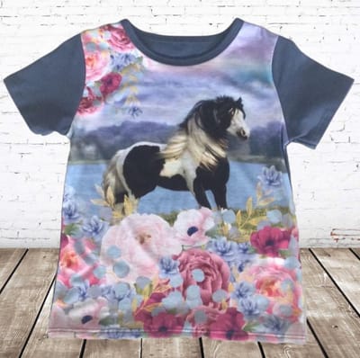 Shirt met paarden F101 - Blauw - 86/92
