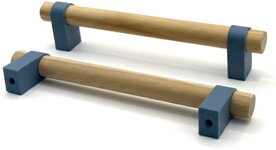 Home 3D ® - Handgrepen Blauw - 2 Stuks - 128mm - Beukenhout - Gemaakt in Nederland - Inclusief Schroeven - Voor Keuken, Kast en Meubel