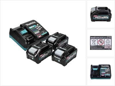 Makita Power Source Kit 40 V max. met 3x BL 4040 accu 4,0 Ah XGT ( 3x 191B26-6 ) + DC 40 RA snellader XGT LXT ( 191E07-8 )