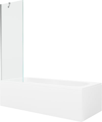 Mexen Vega rechthoekig bad 150 x 70 met ombouw en 1-vleugelig scherm 60 , transparant, chroom - 550115070X9506000001