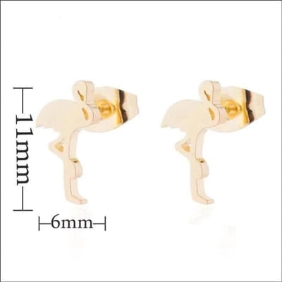 Aramat Jewels | Oorbellen | RVS Dieren Oorbellen Diverse Motieven - Dierenliefhebber Oorstekers | Flamingo-goudkleur-11x6mm | |8mm | Staal | Kinderen, Volwassenen | Verkleurd niet