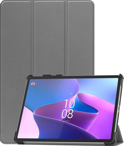 Hoesje - Geschikt voor Lenovo Tab P11 Pro - Dun & Stevig - Trifold Bookcase Hoes - Hard Cover Case - Met Uitsparing Geschikt voor Lenovo Pen - Hardcover Book - Tablethoes - Grijs