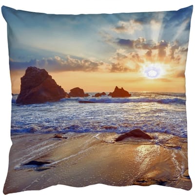Sierkussens - Kussentjes Woonkamer - 50x50 cm - Strand - Zonsondergang - Natuur - Zee - Landschap