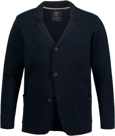 JP 1880 - Heren - Gebreid jasje FLEXNAMIC® Milano-breigoed reverskraag - Donkermarine - Maat 8XL
