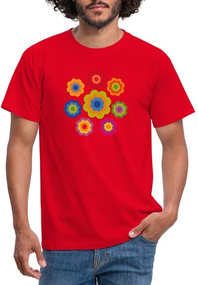 Flower Power 70er Jaren Hippie Bloemen Kostuum T-Shirt Heren