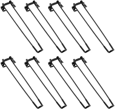 8 Stuks 17 Inch Vouwbare Haarspeld Poten, Metalen Tafelpoten, Meubelpoten met Beschermende Voeten voor Koffietafel, Laptoptafel en DIY Mini Bureau in Zwart