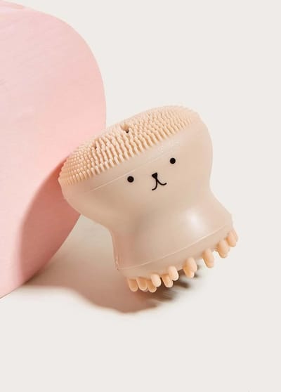 roze kwallen gevormde siliconen - Octopus gezicht reiniger poeder - Puff borstel gezicht reiniger borstel