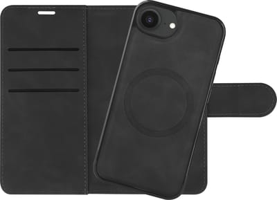 Cazy hoesje geschikt voor iPhone 17e / 16e Hoesje met Pasjeshouder geschikt voor MagSafe - Uitneembare 2-in-1 Premium Bookcase - Zwart