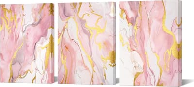 Abstract Canvas Schildering - Roze Goud Kunst - Muur Decoratie - Klaar om op te hangen