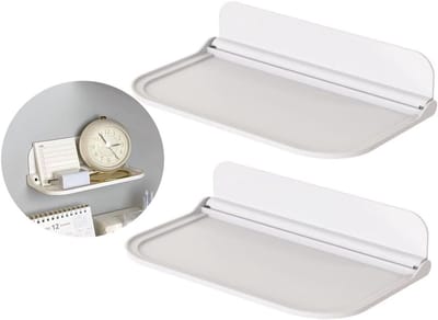 2 stuks opvouwbare wandopbergkast - Geen boren nodig - Keuken- en badkamerplank - Zwevend opbergrek voor de slaapkamer - 18*10cm - Geschikt voor thuiskantoor en wandopbergruimte - Wit