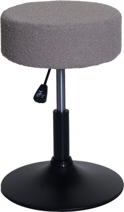 Kruk MCW-C22, kruk make-up kruk, in hoogte verstelbaar draaibaar Ø 37cm stof/textiel bouclé (450g/m²) ~ taupe