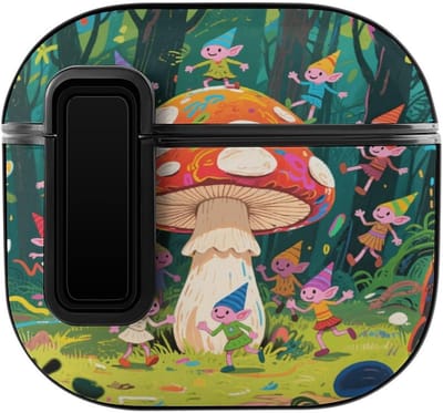 Oordopjes Hoesje - Oplaadcase Beschermer - Dagelijks Gebruik - Met Ophanglus - 5.3cm x 5cm - Bos Elfjes