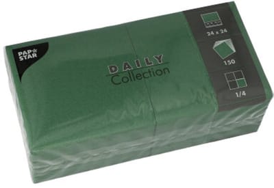 150 Servetten DAILY Collection 1/4 vouw 24 cm x 24 cm donkergroen