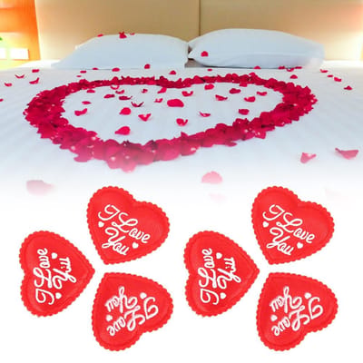 100 Stuks Zak Polyester Spons Hartvorm Decor Valentijnsdag Huwelijksfeest Decoratie Ornament(Rood )