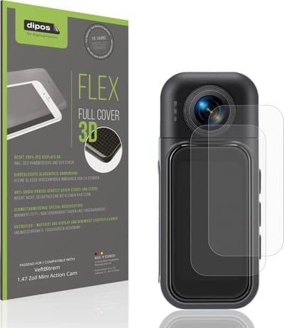 dipos FLEX – 2x Matte Screenprotector geschikt voor VeftBltrem 1.47 Zoll Mini Action Cam | Volledige Schermbescherming | Case-Friendly