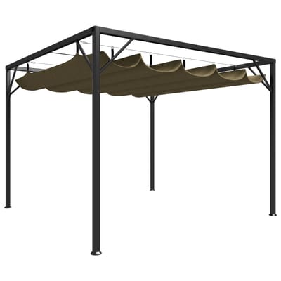 vidaXL - Tuinprieel - met - uittrekbaar - dak - 180 - g/m² - 3x3 - m - taupe