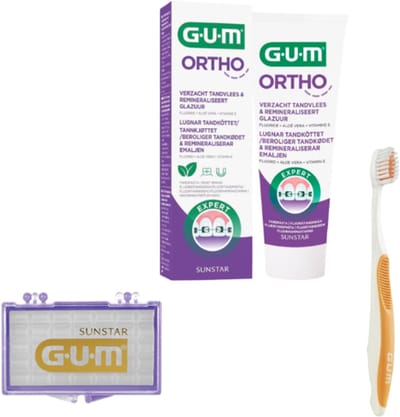 GUM Ortho Voordeelpakket - Tandpasta + Tandenborstel + Wax