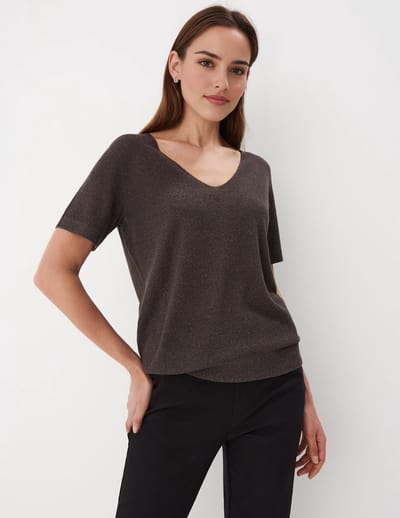 Starry Indigo - Dames Trui / Ladies Sweater Metallic thread (Bruin) | Maat XXS