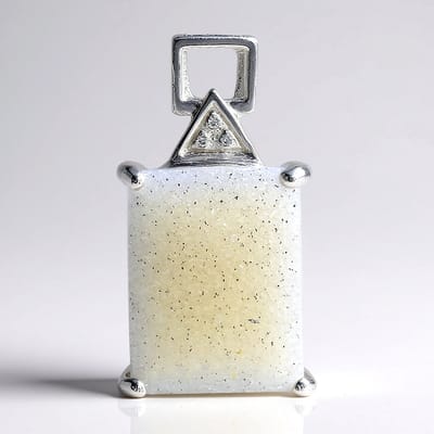 Cavill - Zilveren Hanger 925 Sterling Zilver - 17,59 ct Glitter Agaat Brazilië - 3x Witte Topaas Briljant - Antiek Cabochon - Exclusieve Dameshanger
