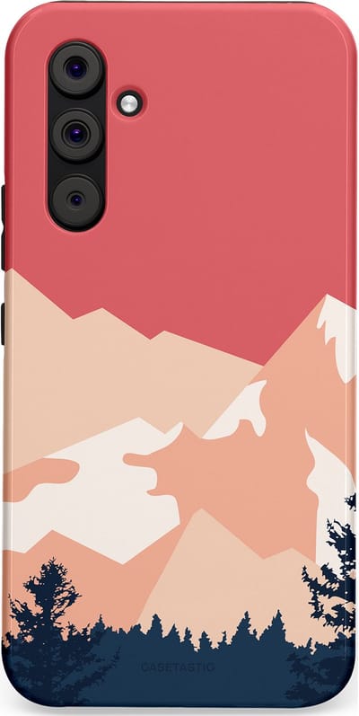 Casetastic hoesje geschikt voor Samsung Galaxy A54 (2023) 5G - Dubbellaagse bescherming - Bergen bij stille toppen - Fashion Case - Koraal Donkergrijs Zand Perzik