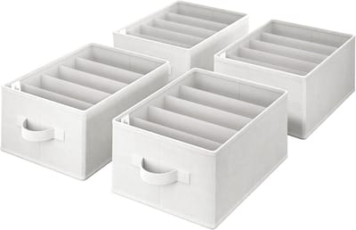 Famanu – Kledingkastorganisatoren - set van 4 lade-organizers - opvouwbare kledingorganizers - geschikt voor garderobe - kast of commode - stevig en duurzaam - lichtgewicht en ruimtebesparend