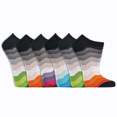 Dames sneakersokken | no show sokken | enkelsokken | 6 paar | regenboog thema | hoogwaardig katoen