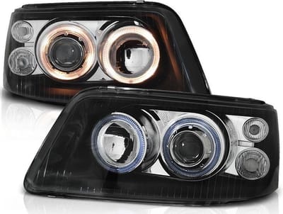 Koplampen dual halo rims VW T5 04 03-08 09 ANGEL EYES ZWART