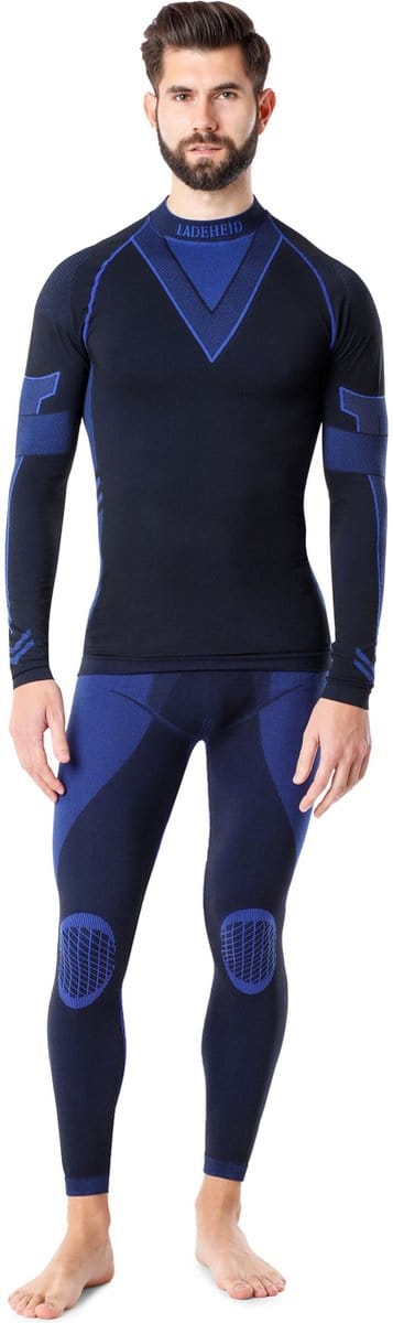 Ladeheid Set Thermobroek en Thermoshirt - Thermo ondergoed - Heren - Thermokleding - Zwart/Navyblauw - S - LA-LA40-MEN-Set