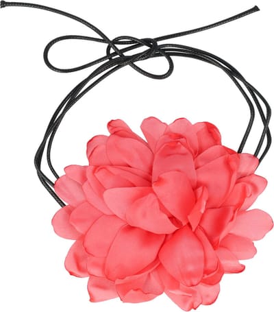 Haarsoires Haarband Bloem - Veter - Striklint - Koraal Roze - Haaraccessoire met Bloemen - Bloemenaccessoire voor Dames & Meisjes