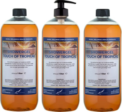 Douchegel Touch of Tropical 1 liter - set van 3 stuks - met gratis pomp - Showergel