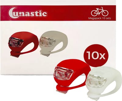 Fietslampjes LED 10 Sets (10 x Wit & 10 x Rood) Lunastic Fietsverlichting Inclusief Batterijen - Set van 20 x Fietslampjes - Fietslamp op Batterij - Bulk
