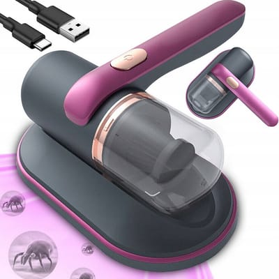 Huisstofmijt Stofzuiger - UV Lamp Sterilisator - Reiniger - Bank & Matras - Tapijt - Meubel & Zetel - Bacterie, Mijt & Schimmel Bestrijder - Zonder Zak - USB-C Opladen - Paars/Grijs