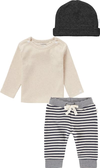 Noppies - kledingset (3delig) - Broek - Shirt - Muts - Maat 50