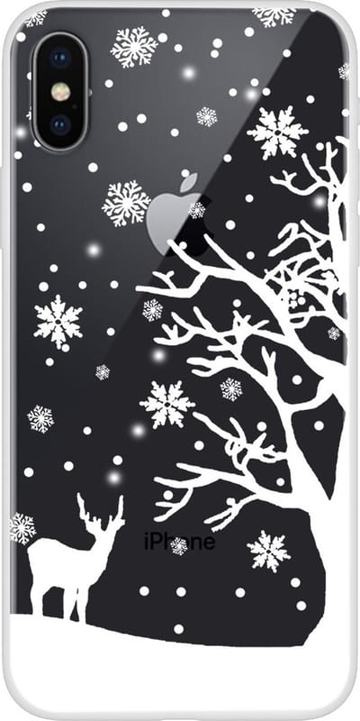 Peachy Kerst flexibel sneeuw hoesje winter case christmas geschikt voor iPhone X XS - Transparant
