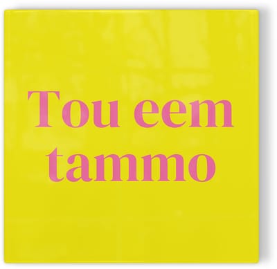 Tegeltje Groningen Tou eem tammo - geel roze - tegeltje stad - tegeltje met tekst