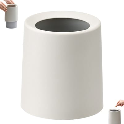 Bureau Prullenbak - Mini prullenbak - mini prullenbakje tafel - Ruime Opening - Bespaar ruimte - Wit - 16x14.5cm - Geschikt voor bureaus - salontafels en keukens - Dubbelwandige ronde