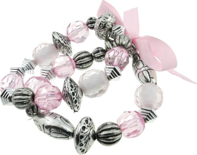 Behave - roze rekarmband met strikje - boho chic - speels accent
