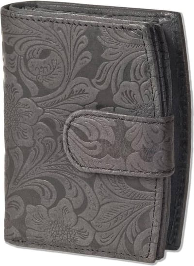 Woodland Leren Rits Portemonnee Dames met Bloemenprint Antraciet