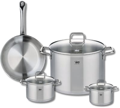 Set van 1 Koekenpan 24 cm en 3 kookpotten 12, 14 en 26 cm Elo Profi Citrin