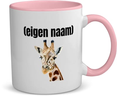 Akyol - giraffe met eigen naam koffiemok - theemok - roze - Giraffe - giraffe liefhebbers - dieren liefhebber - leuk cadeau voor iemand die houdt van giraffen - cadeau - kado - 350 ML inhoud