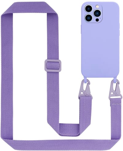 Cadorabo Mobiele telefoon ketting geschikt voor Apple iPhone 13 PRO in LIQUID LICHT PAARS - Silicone beschermhoes met lengte verstelbare koord riem