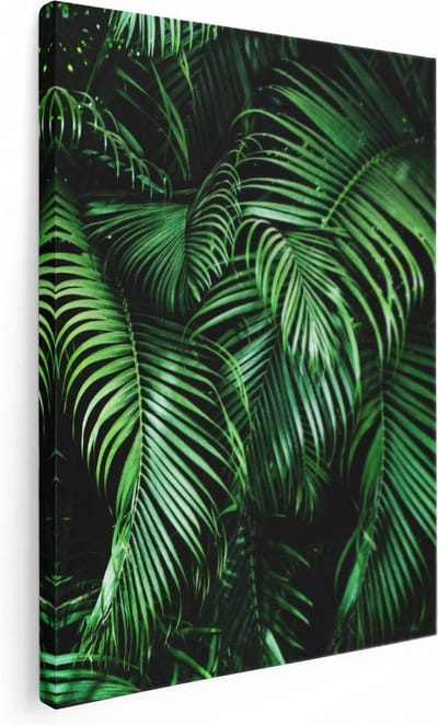 Artaza Canvas Schilderij Palmboom - 30x40 cm - Klein - Wanddecoratie Bladeren - Muurdecoratie Jungle - Kamer Accessoires